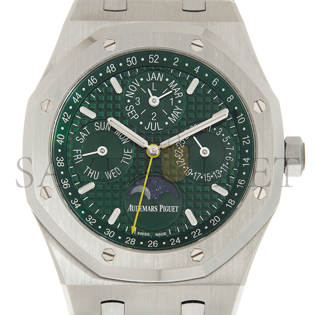 AUDEMARS PIGUET ROYAL OAK 'PERPETUAL CALENDAR' LIMITED EDITION STAINLESS STEEL WITH GREEN DIAL WATCH 26606ST.OO.1220ST.01